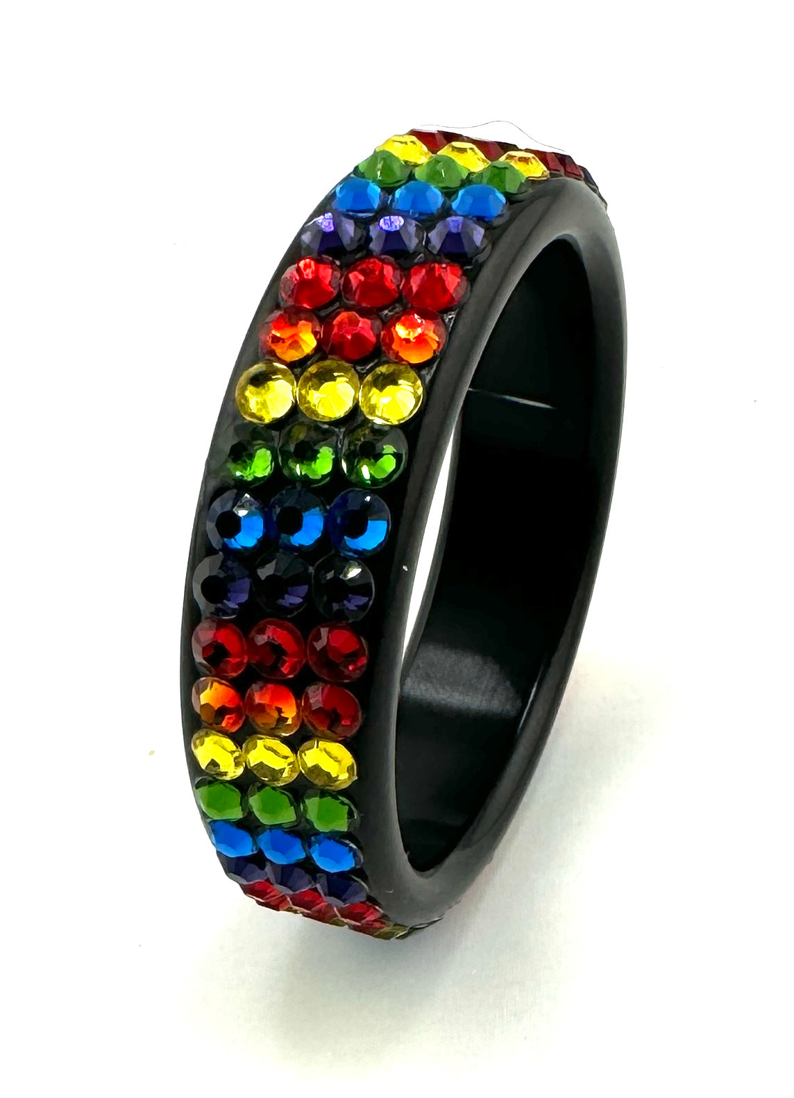 DIAGONAL - PRIDE AUSTRALIAN CRYSTAL STUDDED BLACK ALUMINUM COCK RING