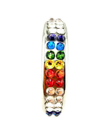 Stainless Steel Crystal Studded Cock Ring - PRIDE V4