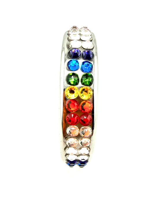 Stainless Steel Crystal Studded Cock Ring - PRIDE V4